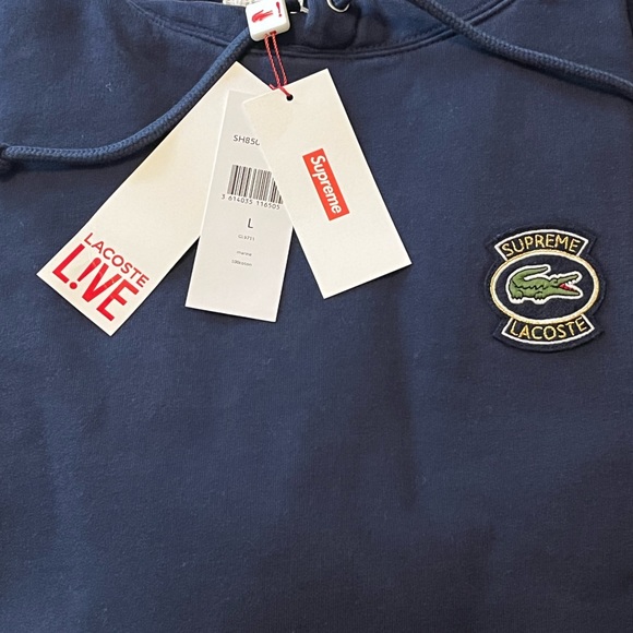 Supreme x Lacoste 2019 pullover hoodie size Large. NWT - Picture 6 of 8